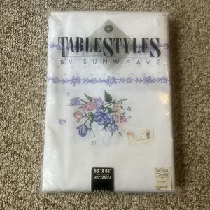 NEW Vtg Tablestyles by Sunweave Floral Table Cloth 60"x84" Rectangle Le Jardin